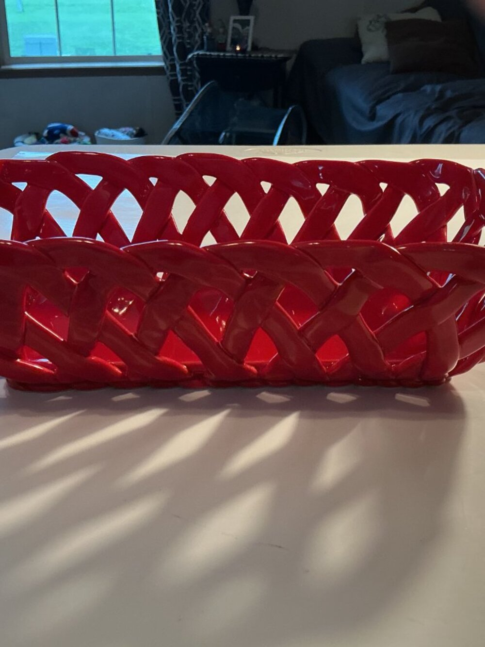 Red Ceramic Basket - Picture 2 of 2